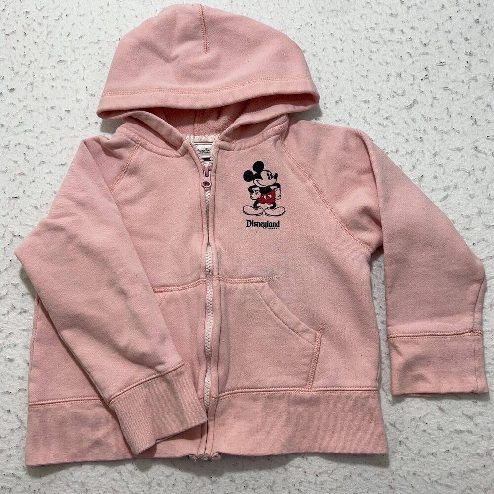 Disney Parks Girl's Small Full Zip Pink Mickey Mouse Sequin Fleece Hoodie - Picture 1 of 11